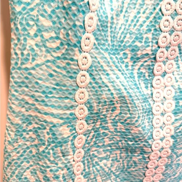 Lilly Pulitzer EUC Size 6 MacFarlane Shorely Blue Sea Cup Lace Detail Mini Dress - Picture 6 of 14
